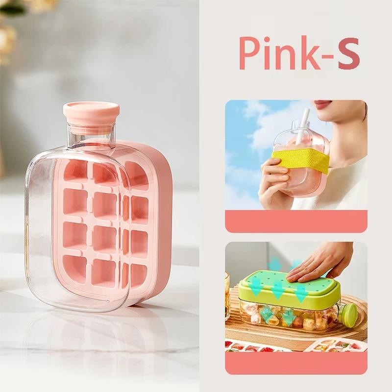 

Силиконовая форма для льда, бутылка, охладитель с одним щелчком, стакан с трубочкой, лоток для льда с крышкой для морозильника, креативная бесконтактная форма для лета