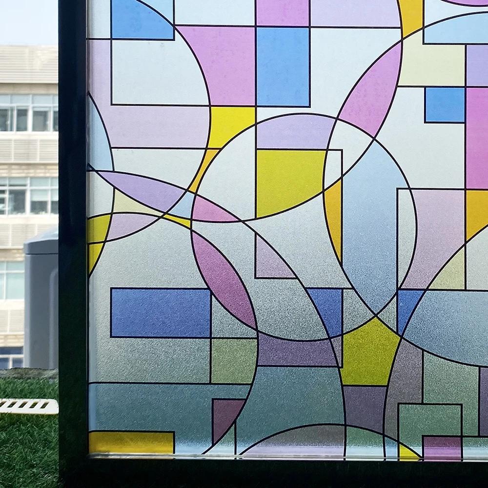 Privacy Film Static Window Clings Vinyl 3D Window Decal Stickers Rainbow Window Film for Glass Door Heat Control Anti UV