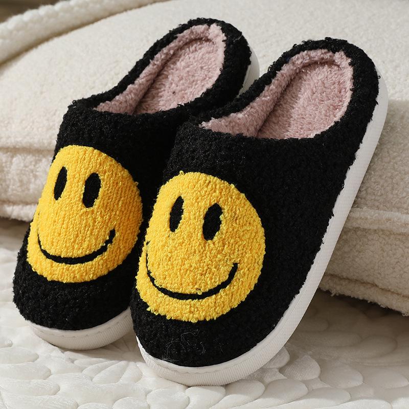 New smiley face autumn and winter male and female couples cotton slippers home indoor cute thick bottom cartoon non-slip slippers
