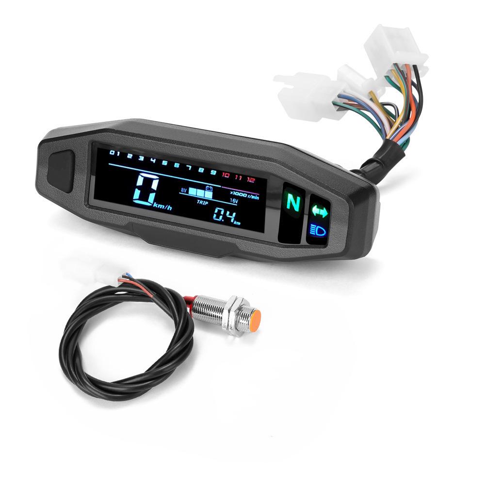 Universal Digital Motorcycle Meter with LCD Speedometer Odometer RPM Fuel Level And Turn Signal Light - Fits Most Motorcycles