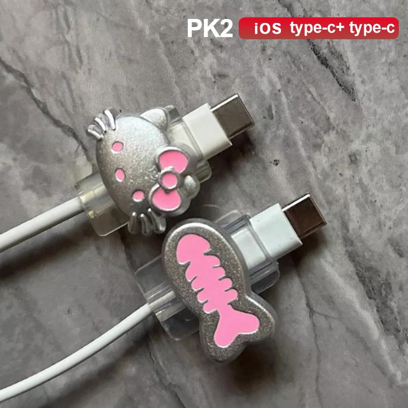 Cute Cartoon Cat Fish Cable Protector Data Line Protective Cover Charging Cable Usb Winder Wire Cord Organizer Cover