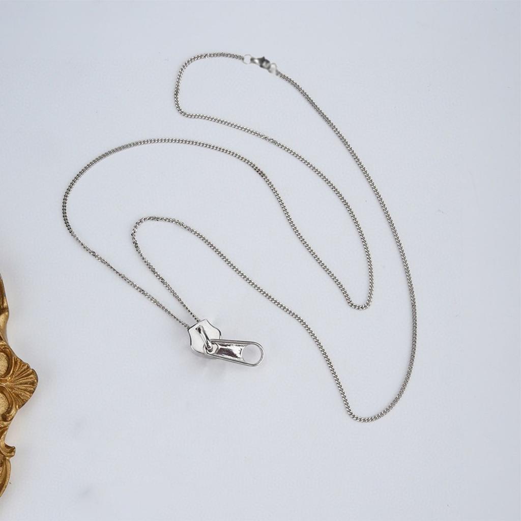 Alloy Zippers Necklace Adjustable Length Clavicle Chain Personalized Neckchain Fashionable Jewelry for Men and Women