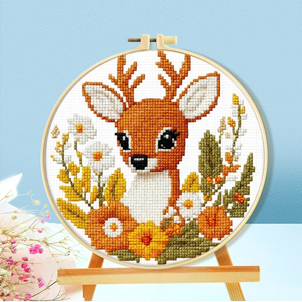 Cross Stitch Kit Squirrel Autumn Pattern Embroidery Supplies Beginner DIY Set For Home Wall Ornament