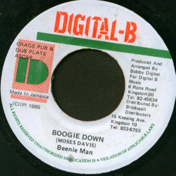 

7inch Record BEENIE MAN Boogie Down NONE DigitalB 1998 Jamaica Reggae Ska Dub Used