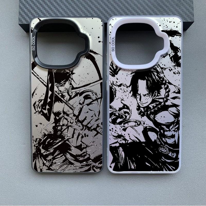 Modetrend Anime One Piece Tuschemalerei Zoro ACE Bunt Mattiert Laser Vollabdeckung PC Stoßfeste Handyhülle für IQOO Z9 Turbo Z9X