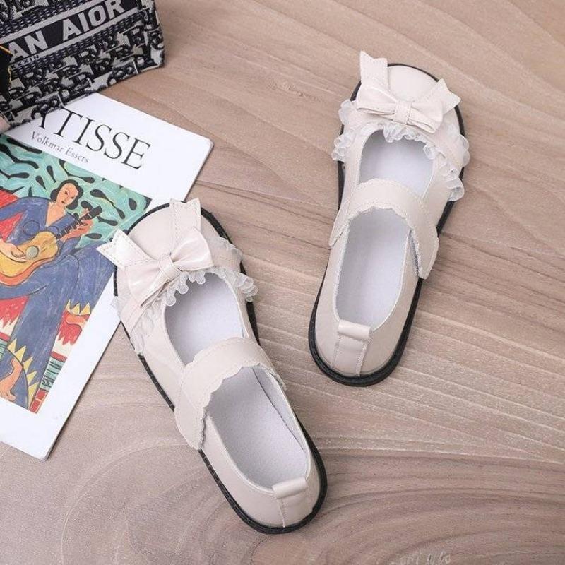 Ladies Footwear Black Mary Jane Round ToeCute Japanese Style Lolita Kawaii Women's Flat Shoes Gothic With Novelties Korean