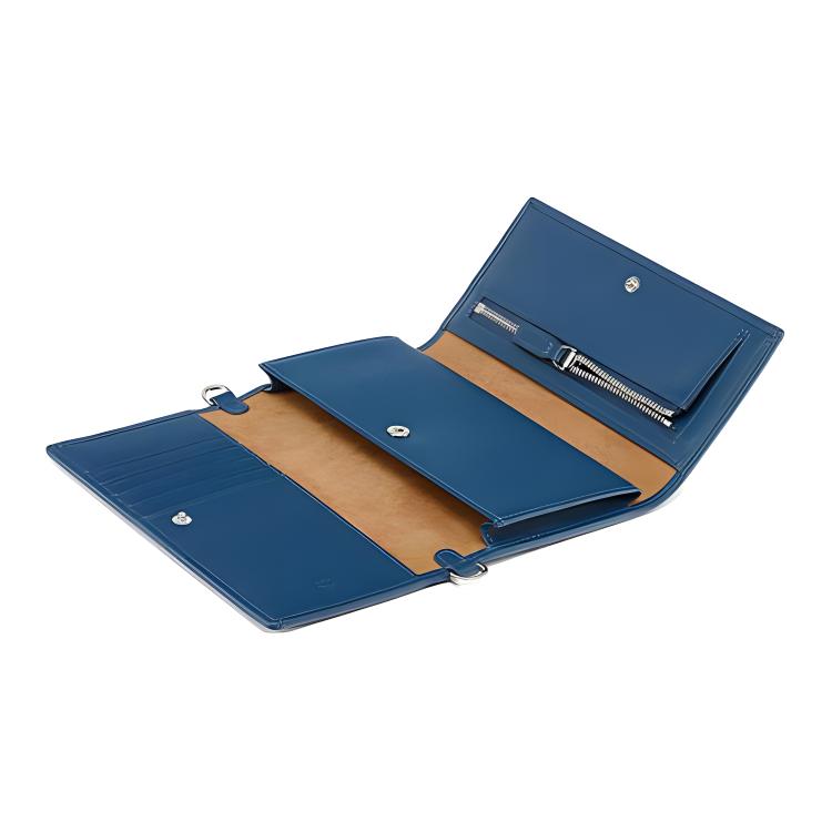 New MCM Aren Jacquard Textile, Leather Trim Wallet, Shoulder Bag, Crossbody Bag Large Women's Blue MXECATA01LU001