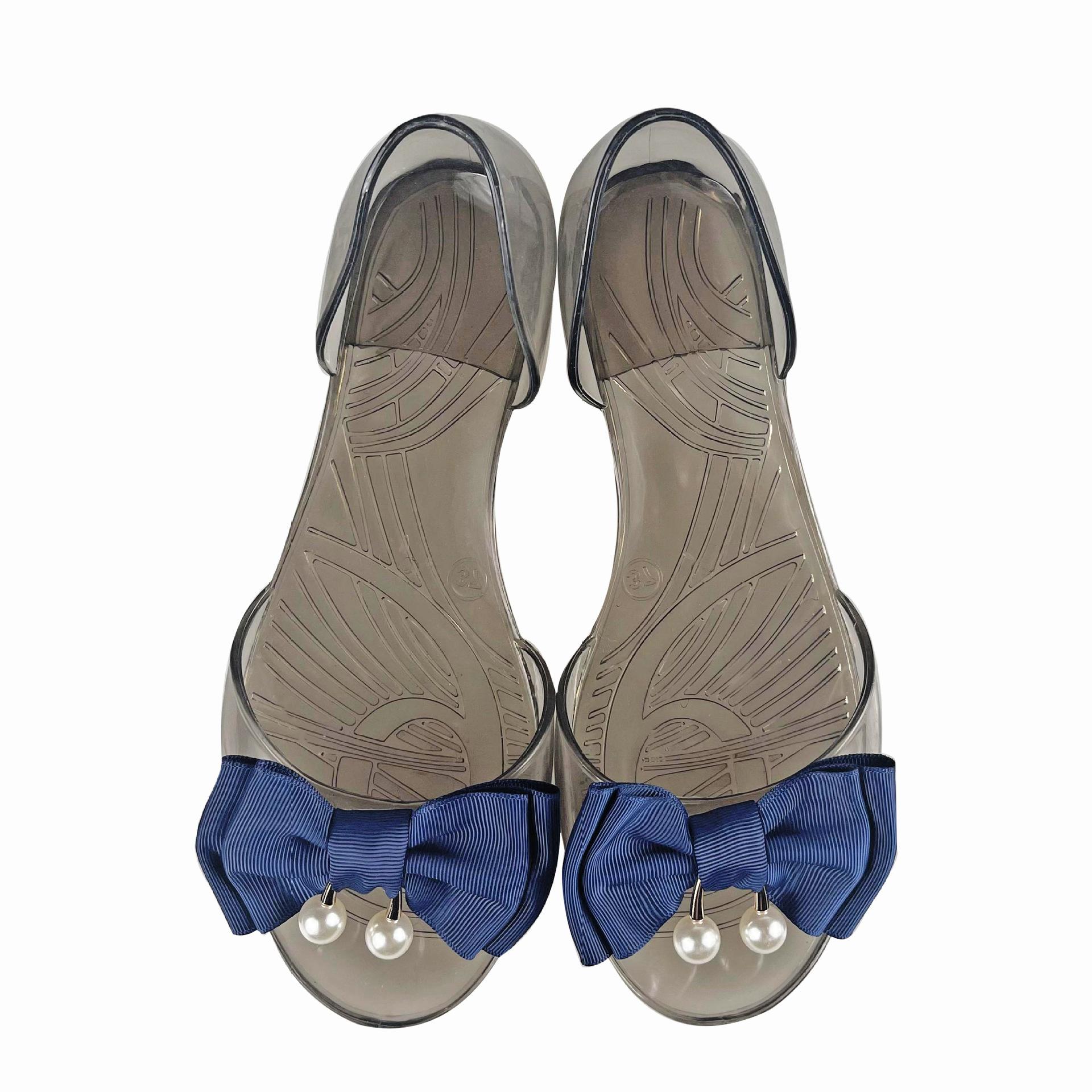 

Ladies Bow Pvc Transparent Shoes Comfortable Casual Flat Shoes Hot 41 прозорий колір чорний