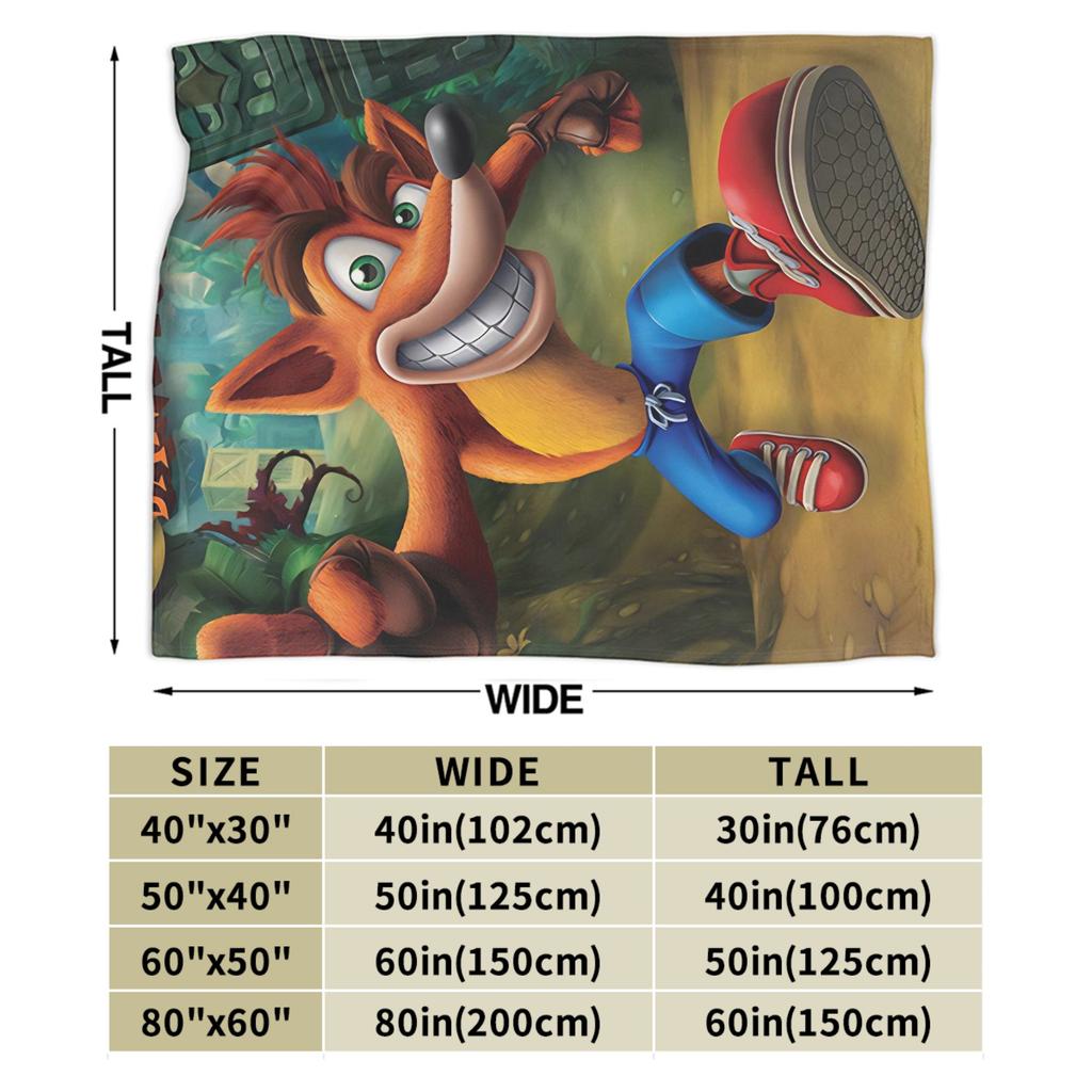 Crashs Bandicoots Soft Blanket Picnic Plush Bedding Throws Pattern Outdoor Flannel Bedspread Sofa Bed Cover