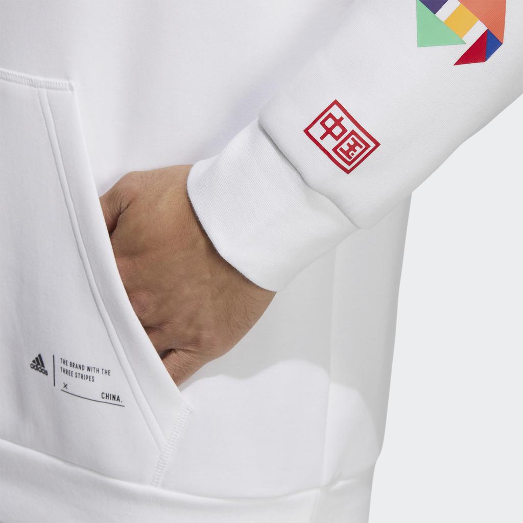 Adidas Casual Logo Print Hoodie Long Sleeve Sweatshirt Men Tops White HG4875