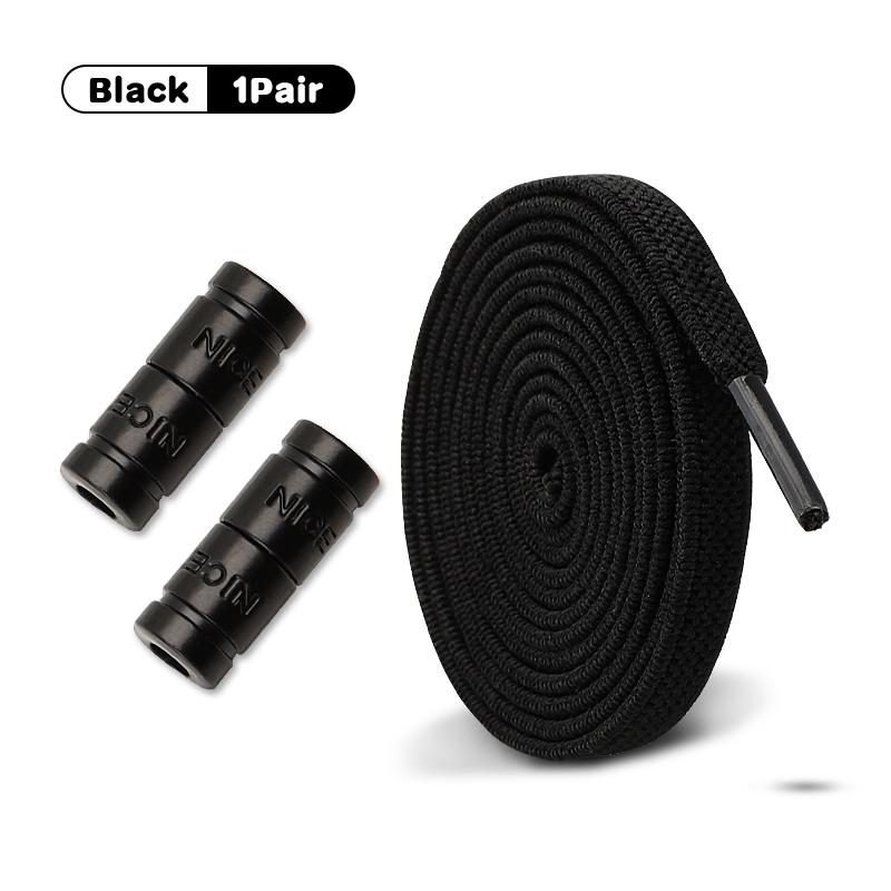 New 1Pair/3Pair Buckle Flat Elastic No-Tie Laces Letter Metal Capsule Lazy Shoelace for Men Women Sneakers Quick Shoelaces