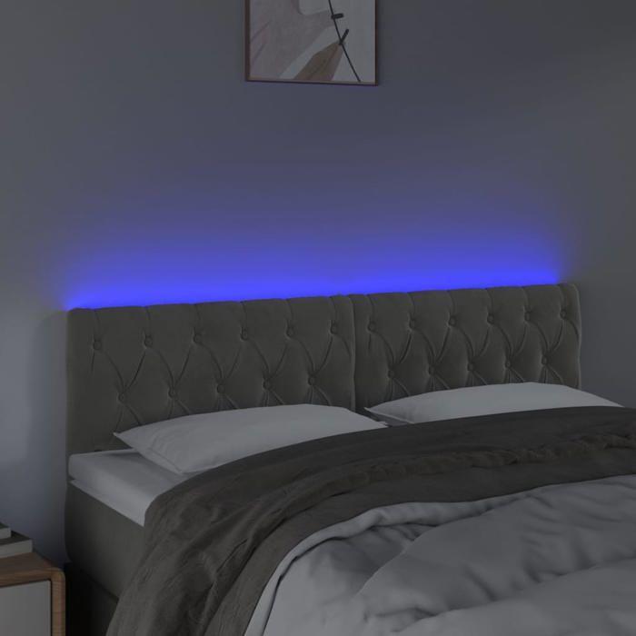 VidaXL Tête de Lit à LED Meuble de Chambre à Coucher Accessoire de Lit Double Tête de Cadre de Lit Intérieur Gris Clair 3121996