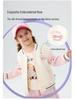 Girls' Cartoon Baseball Jacket: Warm, Fleece-Lined, Thick Cotton Coat With Stand Collar for Autumn/Winter.