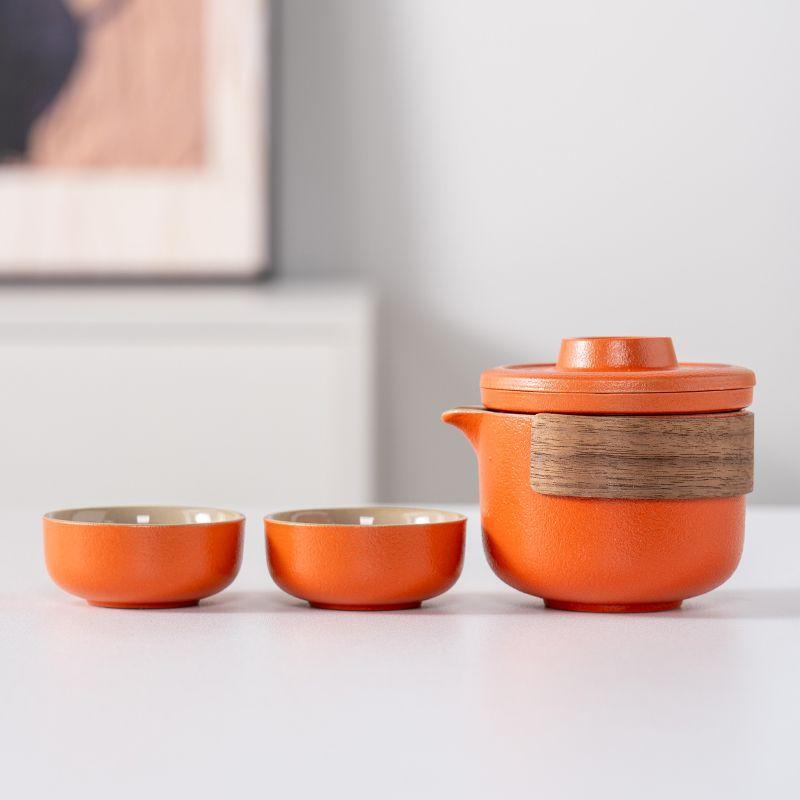 Lu Baoyanhe One Pot Two Cups Ceramic Travel Tea Set Tea Pot Company Business Activities Bank Hotel Souvenir
