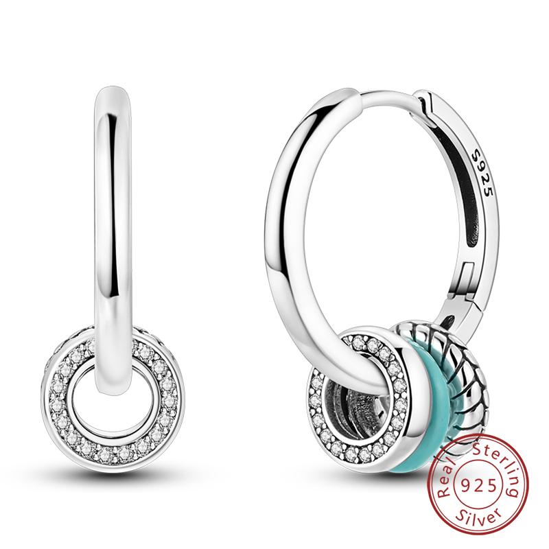 Hoop Earrings 925 Silver Starlight Crystal Circular Snake Bone Hoop Earrings For Women Fashion Birthday Jewelry Gift