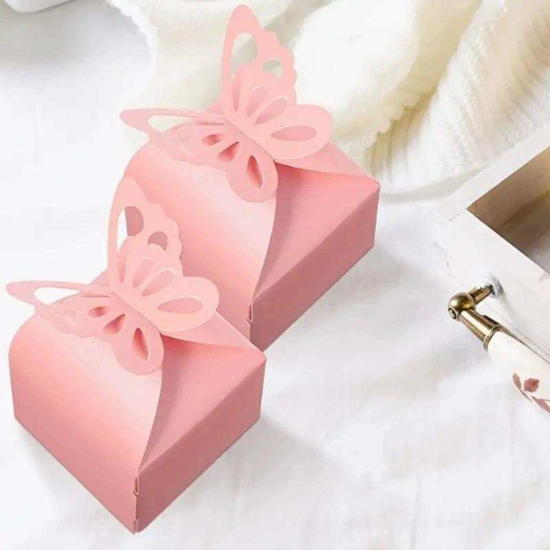 20 ks Malá dárková krabička, Narozeninová svatební oslava Cukroví Perleťový papír Motýl Krabička na drobnosti Čtvercová krabička Sladkosti Svatba Papírová krabička