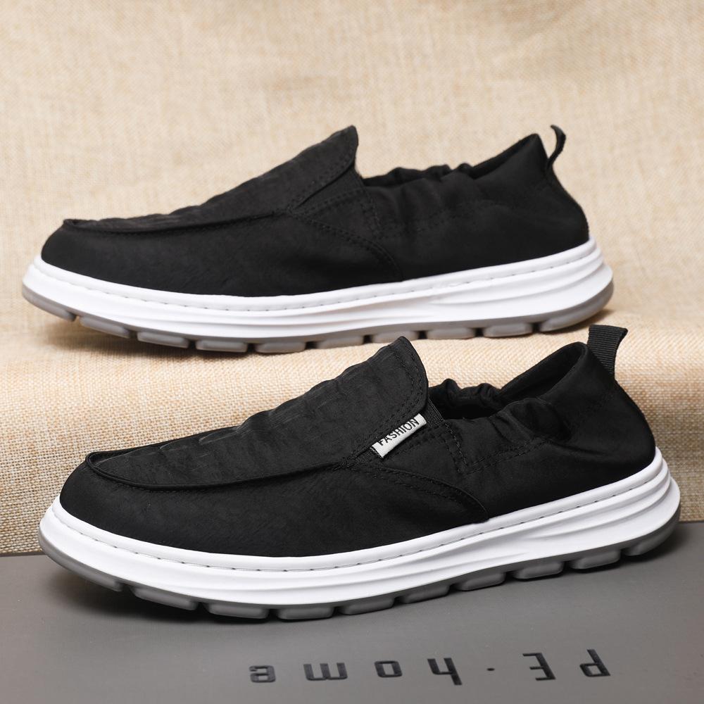 

Summer men s shoes ice silk cloth breathable one-pedal lazy shoes casual soft-soled soft-faced simple flat-soled cloth shoes driving shoes 44 чорний