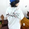 Guochao Brand American High Street Floral Embroidery Heavyweight T-shirt Short-sleeve Women's Summer Loose Navy Short-sleeve Top