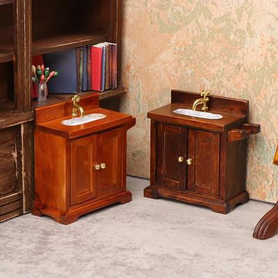 1/12 Bebek Evi Simülasyon Lavabo Dolabı Bebek Evi Banyo Lavabosu Mobilya Dekorasyonu Oyuncak Mikro Sahne Yapım Aksesuarı
