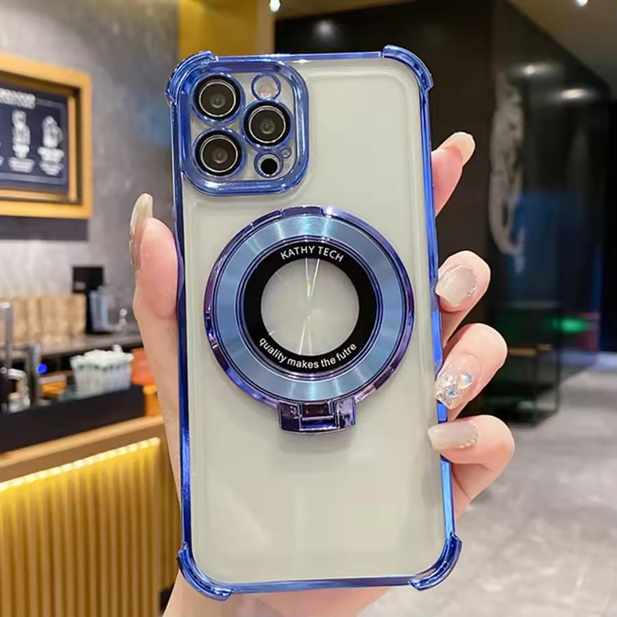 Luxury Plating Holder Phone Case For Honor 600 Lite 400 Smart 500 200 300 100 90 80 70 50 Pro Shockproof Soft Stand Clear Cover