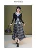 Autumn 2025 High-Waisted Irregular Black & White Plaid Skirt for Women