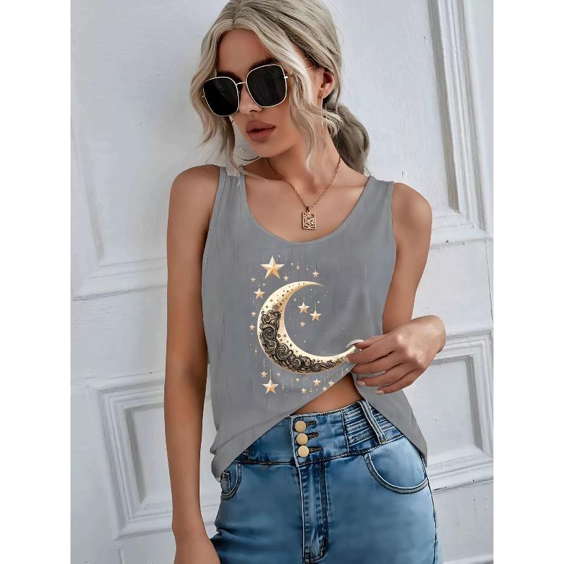 Summer Plus Size Sleeveless Camisole Vest Women 3D Printed O Neck Casual Versatile Simple Vest Tops