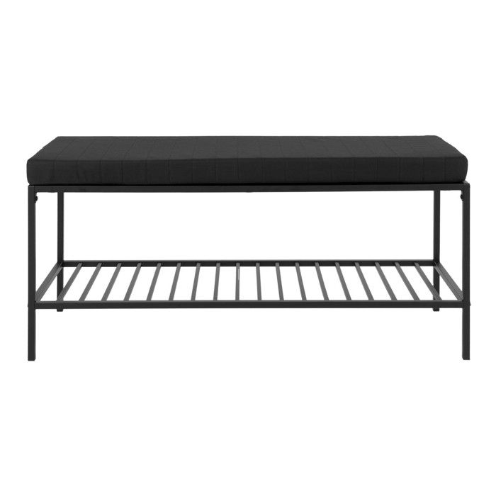House Nordic Avery Bench with Shelf and Cushion Black 442750