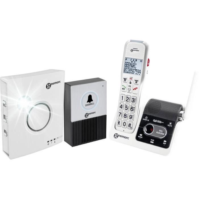 Sonnette sans fil - GEEMARC - DOORBELL595ULE - Noir - Volume réglable - Fonctionne avec AMPLIDECT595ULE