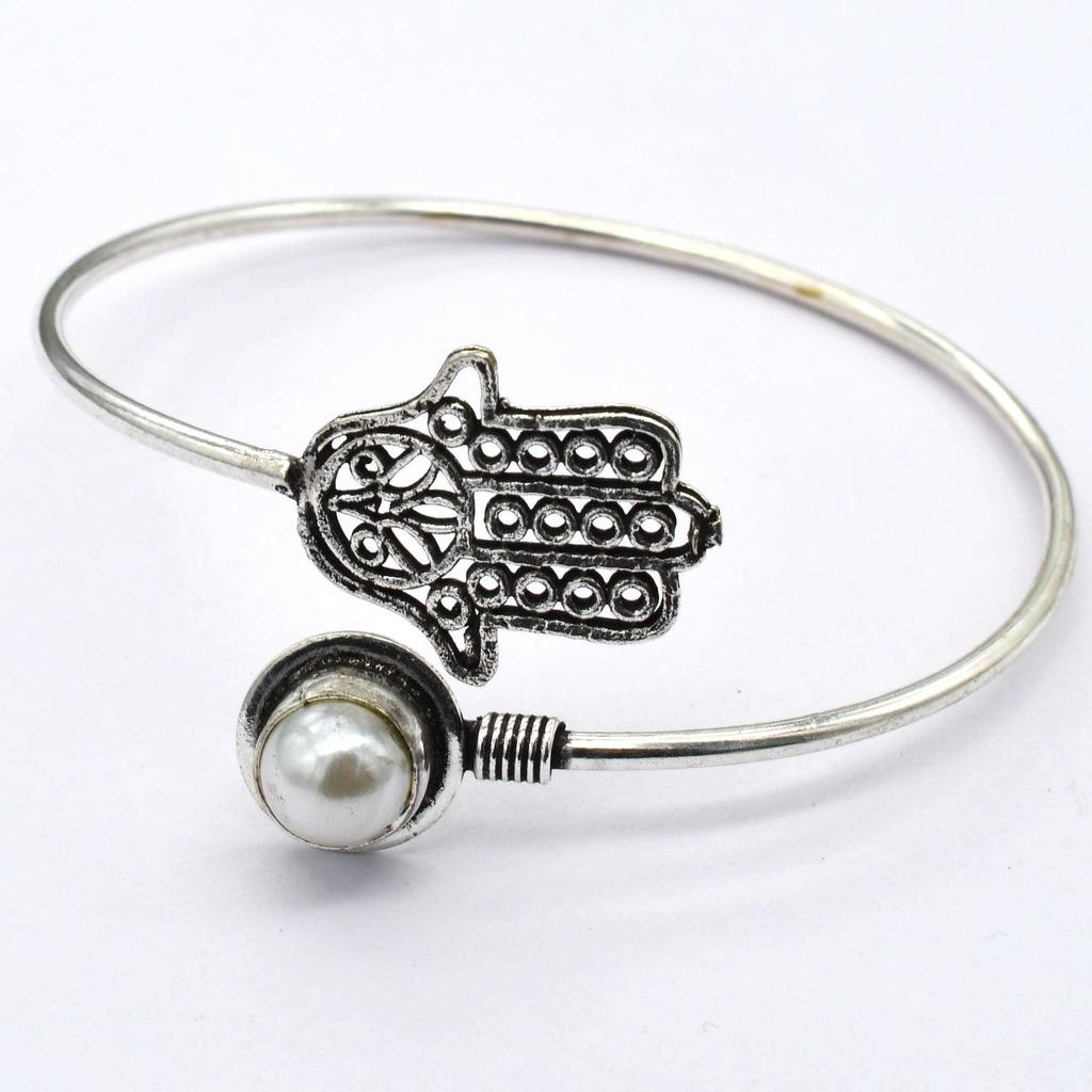 Pearl Gemstone Ethnic Handmade Adjustable Bangle Jewelry 8 Gms BN 110