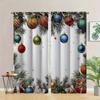 2pcs Festive Christmas Curtain Retro Style with Colorful Light Snowflakes & Santa Claus Designs Machine Washable for Living Room