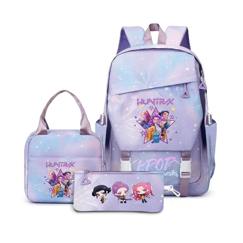 Kpop Demon Hunters, Elementary School Bag, Children'S Backpack, Lunch Bag, Pencil Bag, Three-Piece Set, Student Backpack