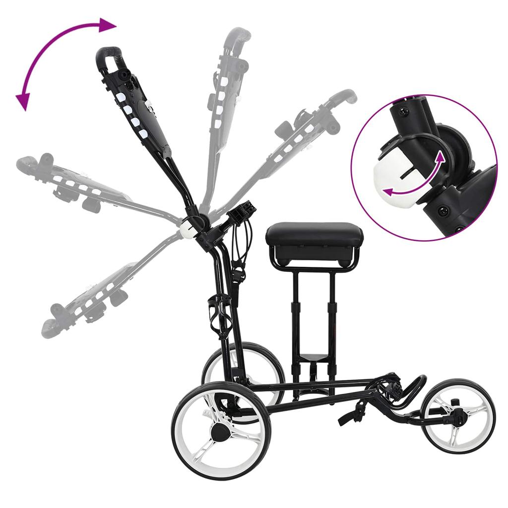 Golf Dolly with Seat Black and White 100 x 60 x 130 cm Iron