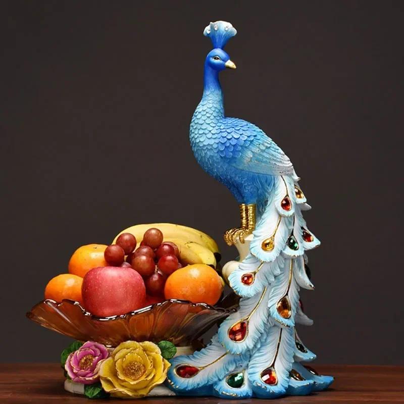 

Тарелка для фруктовых конфет в европейском стиле с павлином для дома, гостиной, тарелка для сухофруктов Dim Sum, настольная креативная подставка для хранения, украшение для закусок