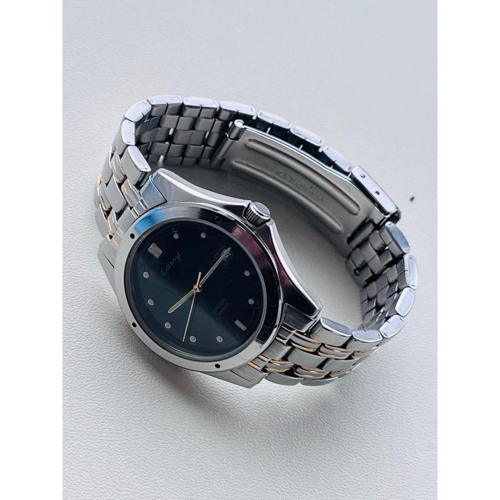 Used [VINTAGE] ORIENT Cassy Date Quartz Men's Watch Silver [Working/Battery Replaced]