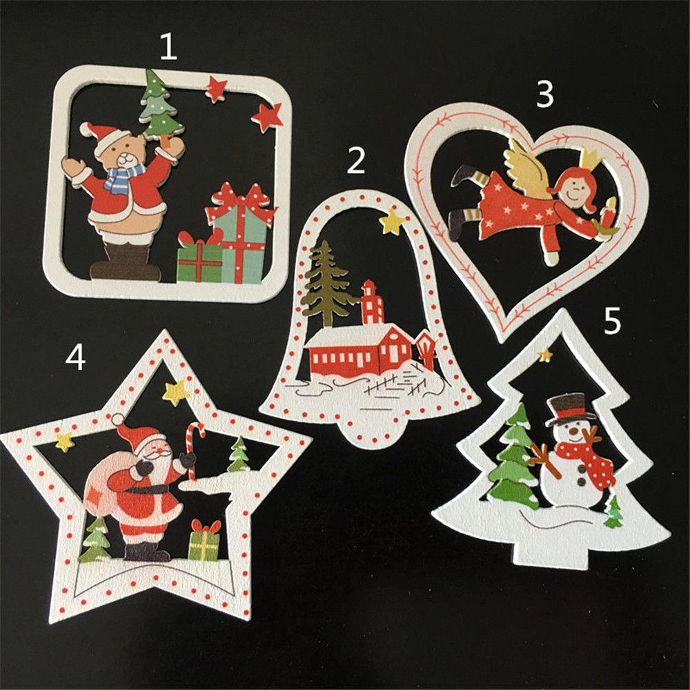 

New Hanging Xmas Wood Ornament Christmas Tree Decor Star Heart 1