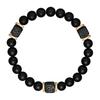 Elastic Adjustable Mens Bracelet 8Mm Black Onyx & Lava Stone Beads Bracelet For Men Beads Charm Bracelet With Elastic Cord