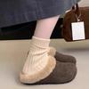 Women's Fleece Autumn and Winter New Retro Half-drag Flat Lazy Cotton Shoes