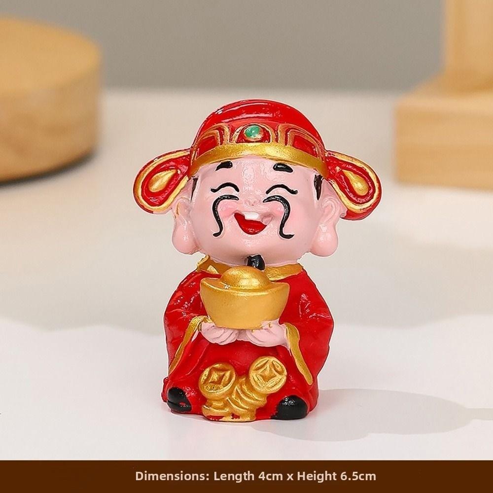 Rote Mini-Gott des Reichtums Figur Maskottchen-Stil Harzmaterial Harz-Maskottchen-Verzierungen Reichtums-Maskottchen Glücks-Accessoires