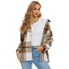 Ropa de abrigo holgada, chaqueta a cuadros, bolsillos elegantes Vintage, abrigo de manga larga de gran tamaño, cuello de solapa para mujer