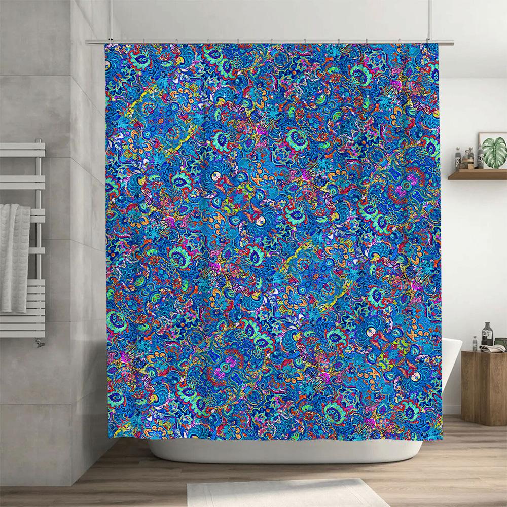 Colorful Floral Shower Curtain Decor Bathroom Accessories