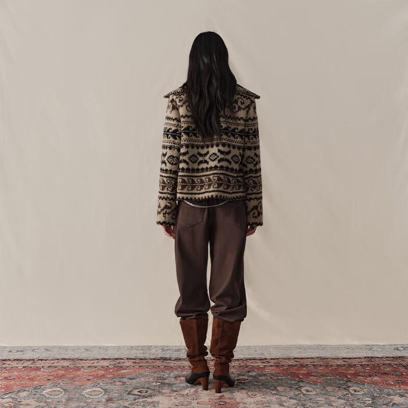 GREEN BELT Retro Fair Isle Short Coat with Toggle Buttons