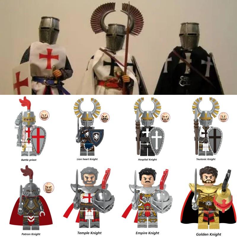 Kinder Bausteine Spielzeug X0348 Mittelalterliche Tempelritter Kaiserlicher Goldener Ritter Kampf Priester Figur