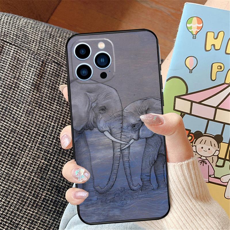 

Cute Elephant Phone Case For iPhone 16 Pro Max 15 14 11 12 13 Pro Max Mini XR 16e 16 15 Plus Bumper Cover iPhone 16 Pro