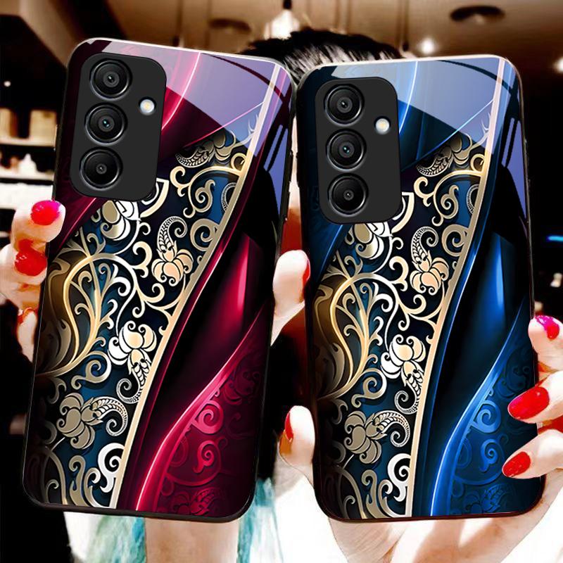 Jinmai Czerwono-Fioletowy Dla Samsung Galaxy A15 5G 54 4G 51 50 24 35 90 71 12 51 53 52S 80 22 34 Czarny Obudowa na Telefon z Hartowanego Szkła