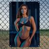 Vintage Aluminum Wall Art Sign 8x12 Inch Retro Lady Black Bikini Chain Detail Durable