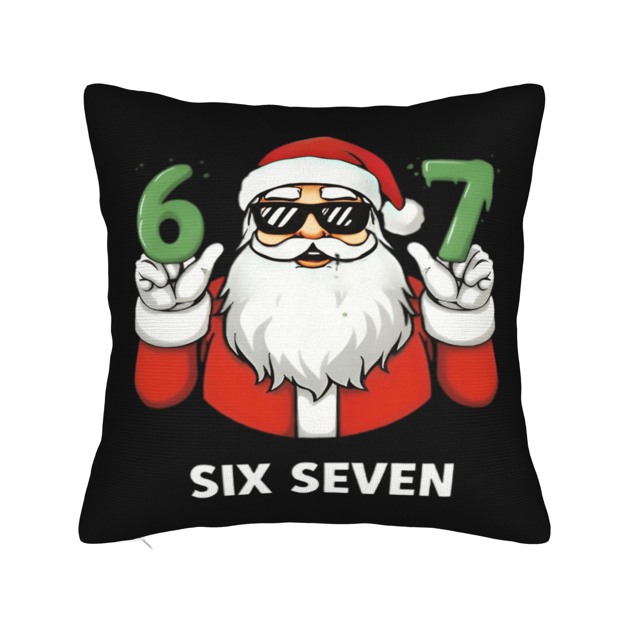 

67 Christmas Funny Six Seven Meme Brainrot Santa Claus Pillowcases Retro Trendy Pillow Case Decor Square Pillow Cover 12x12Inch