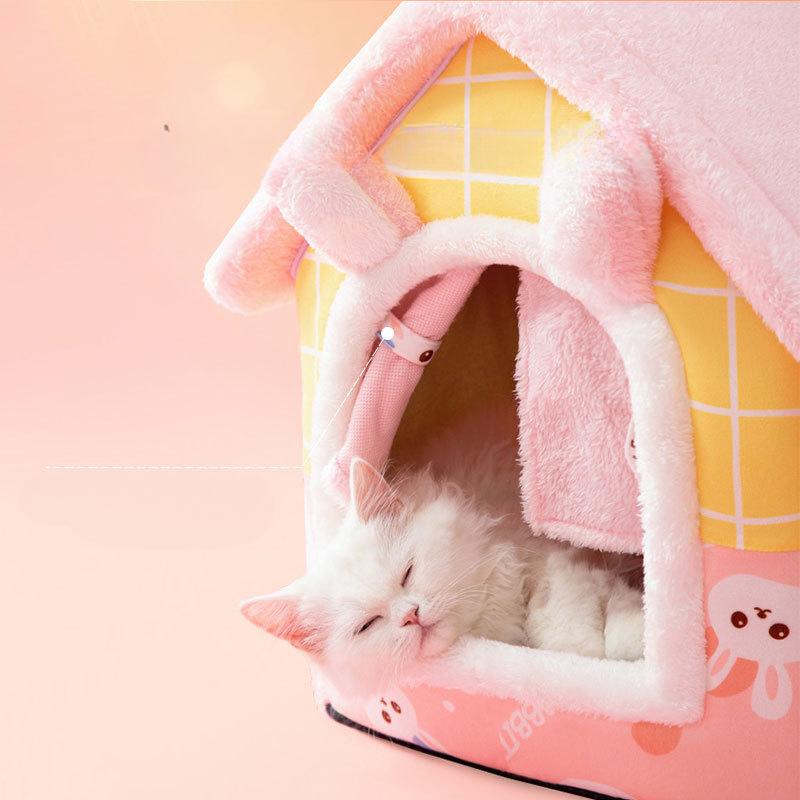 Winter Warmes Katzennest Haus Typ Katzenhaus Katze Vier Jahreszeiten Katzenbett Katzenvilla Teddy Bichon Hundehaus Heimtierbedarf