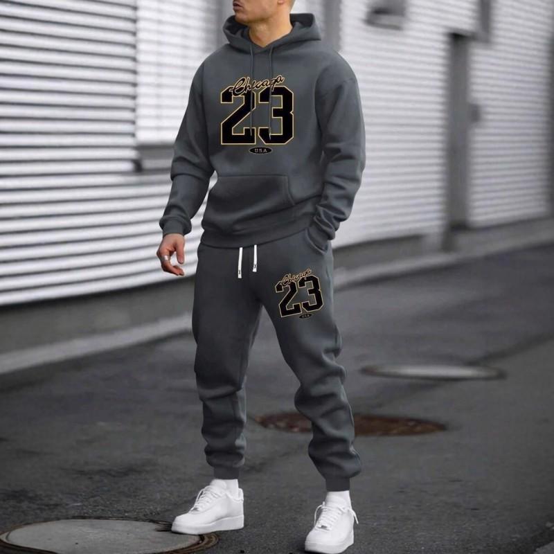 Mens Oversized Hooded Sweatshirt Set With Graphic Print Loose Fit Winter Casual Tracksuit