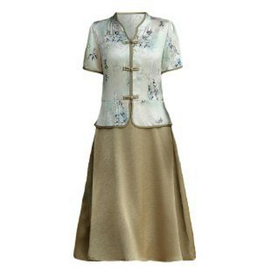Elegant Floral Print Summer Dress for Young Mothers - Slimming Elastic Waist, 2026 Style 4XL