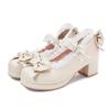 2025 Übergröße 43 Damen Bonbonfarben Mary Janes Pumps Schleife Rüschen Schwarz Rosa Plateau Süße Blockabsätze Lolita Schuhe